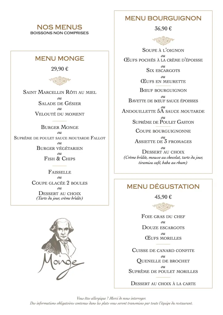 Carte de la Brasserie Le Monge (octobre 2026), page 5