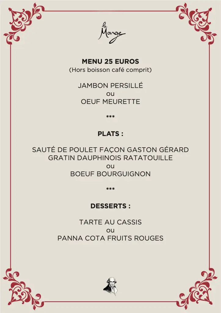 Menu de groupe à 25 € de la Brasserie Le Monge
