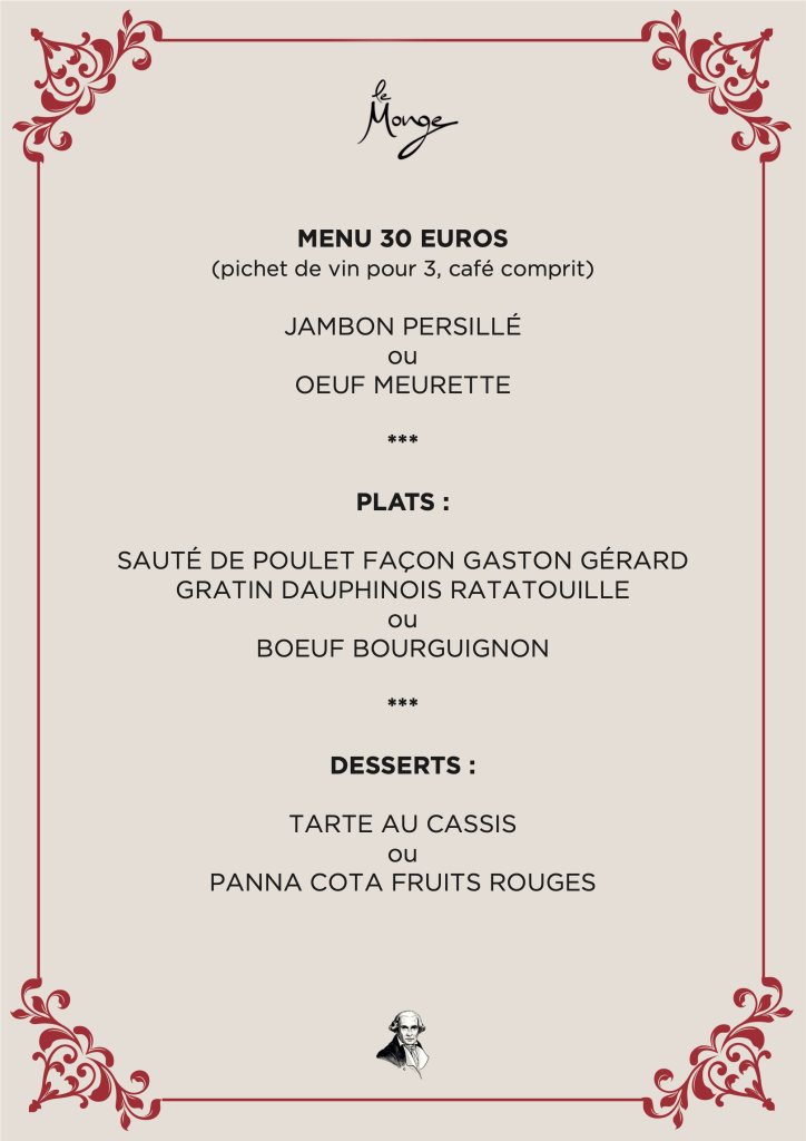 Menu de groupe à 30 € de la Brasserie Le Monge